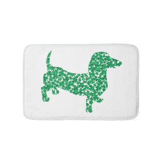 Dackel in Kleeblättern Badematte