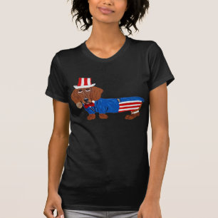 Dackel in Onkel Sam Kostüm T-Shirt
