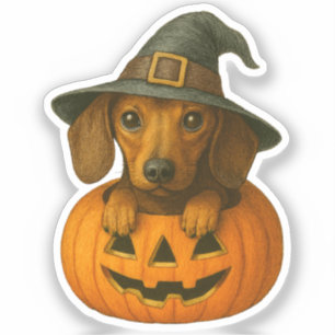 Dackel in Pumpkin Aufkleber