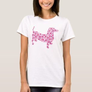 Dackel in rosa Herzen T-Shirt