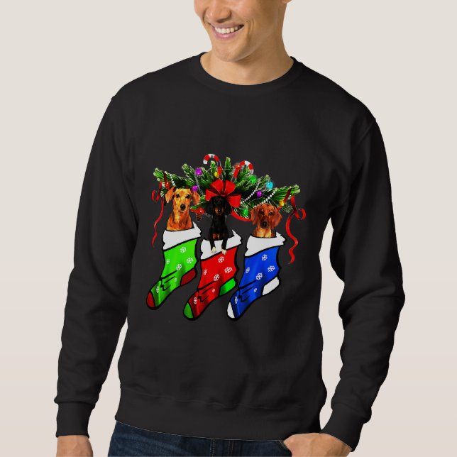 Dackel in Socken Weihnachtshund Sweatshirt (Vorderseite)