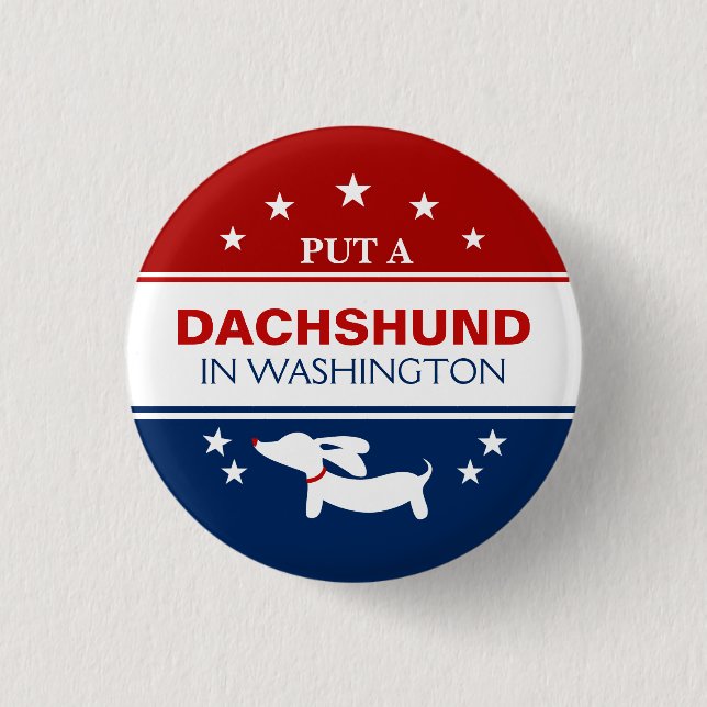 Dackel in Washington - Politischer Knopf Button (Vorderseite)