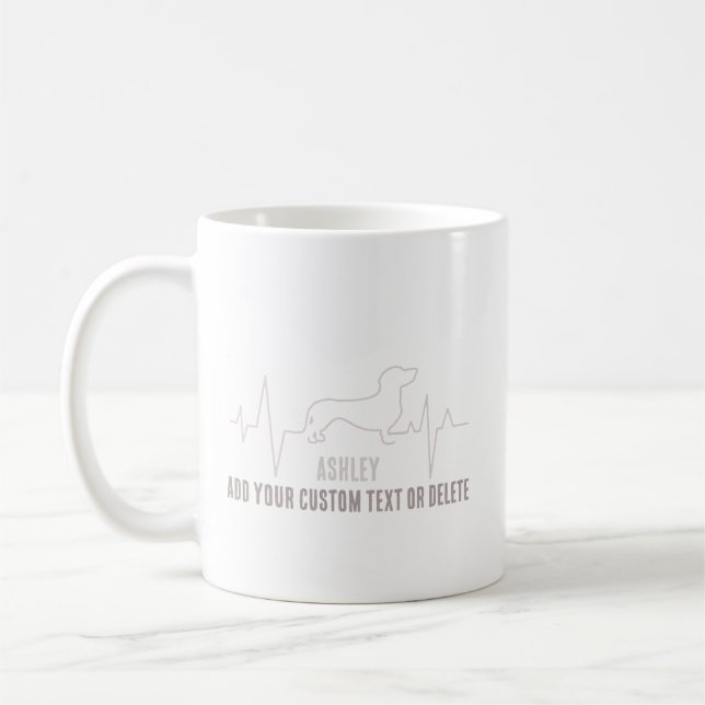 Dackel ist Heartbeat Coole Minimale Dog-Liebe Kaffeetasse (Links)