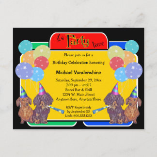 Dackel-Jagdhund-Geburtstag Barker Einladung