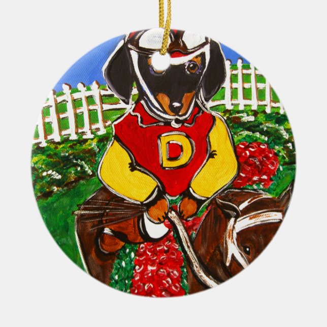 DACKEL JOCKEY KERAMIK ORNAMENT (Vorne)