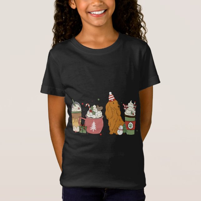 Dackel Kaffee Laterne Winter Weihnachtsferien Hund T-Shirt (Vorderseite)