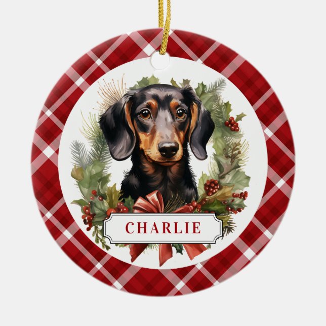 Dackel Keramik Circle Ornament (Vorne)