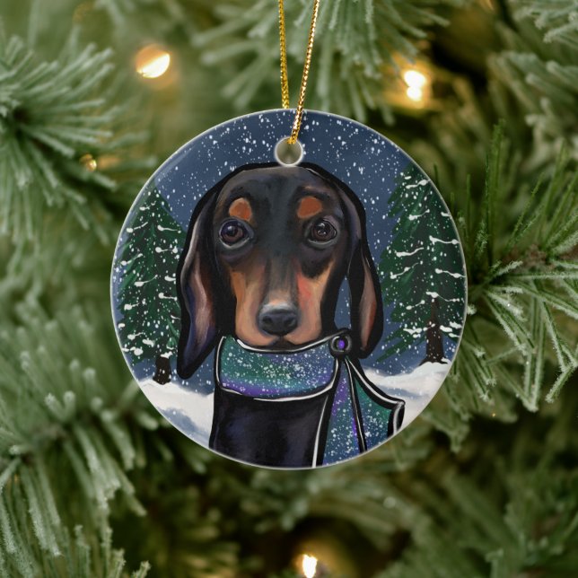 Dackel Keramik Ornament (Baum)