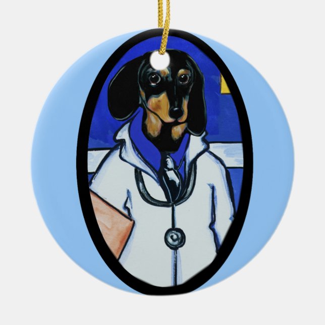 DACKEL KERAMIK ORNAMENT (Vorne)