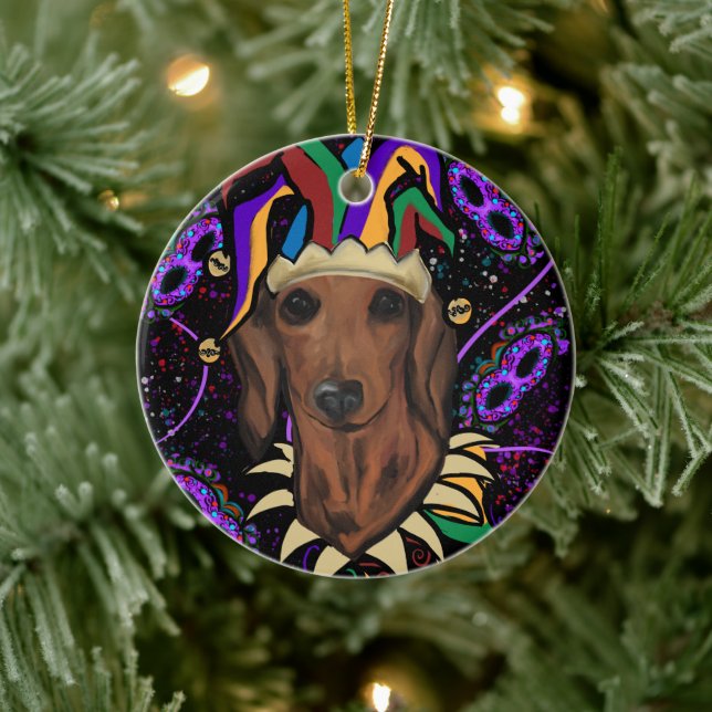 Dackel Keramik Ornament (Baum)