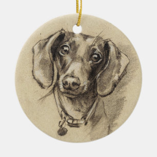 Dackel Keramik Ornament