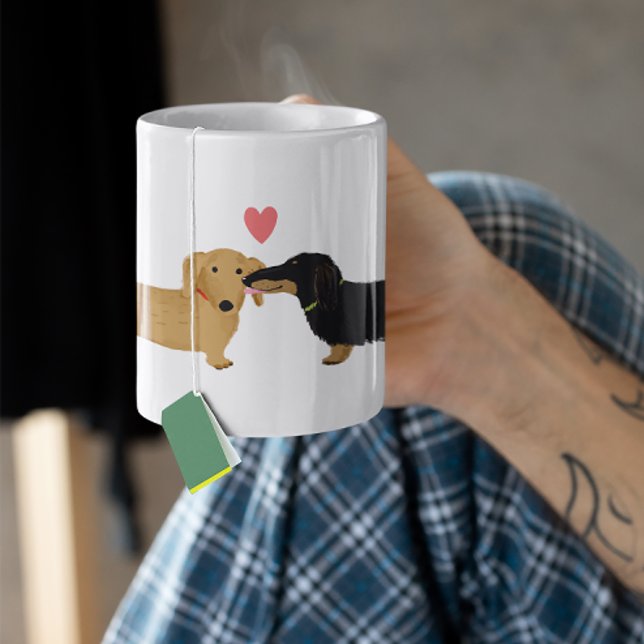 Dackel Kiss mit Herz Niedliche Dackel Hunde Liebe Jumbo-Tasse (Von Creator hochgeladen)