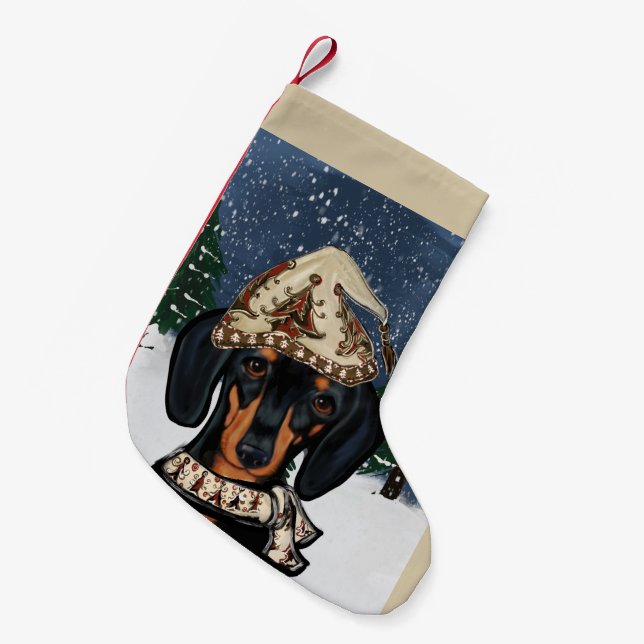 Dackel Kleiner Weihnachtsstrumpf (Vorderansicht (hängend))