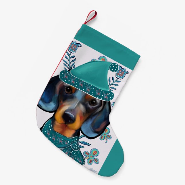 DACKEL KLEINER WEIHNACHTSSTRUMPF (Vorderansicht (hängend))