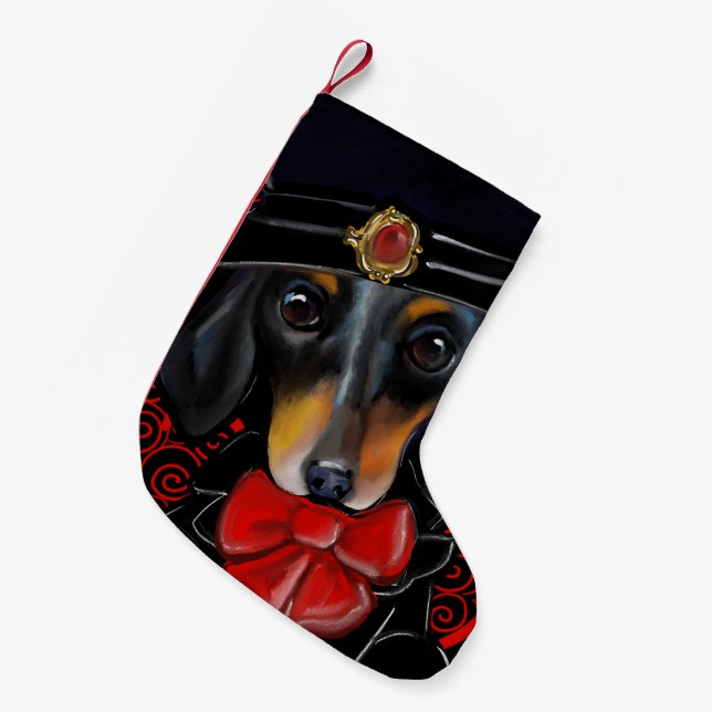 DACKEL KLEINER WEIHNACHTSSTRUMPF (Vorderansicht (hängend))