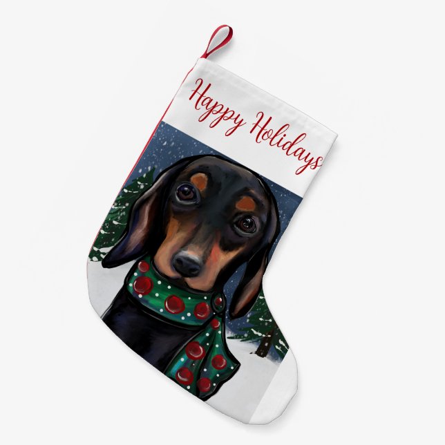 Dackel Kleiner Weihnachtsstrumpf (Vorderansicht (hängend))