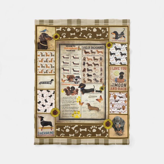 Dackel Knowledge Blanket Geschenk Fleecedecke (Vorderseite)
