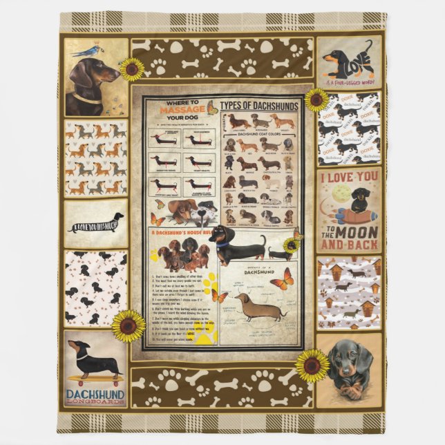 Dackel Knowledge Blanket Geschenk Fleecedecke (Vorderseite)