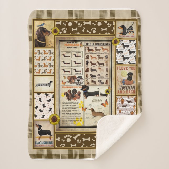 Dackel Knowledge Blanket Geschenk Sherpadecke (Vorderseite)