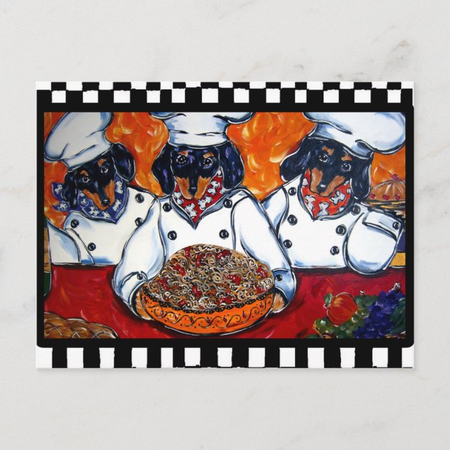 Dackel Köche Postkarte (Vorderseite)