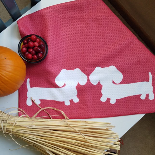 Dackel Küche Geschirr Handtuchwaffel Geschirrtuch (Wiener dog dish towel gift - useful and cute gift for a dachshund mom or a doxie dad)