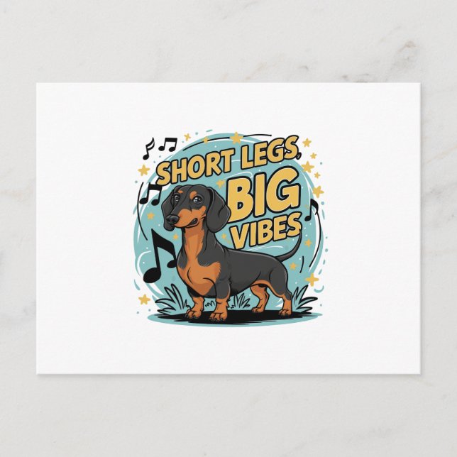 Dackel Kurz Legs Big Vibes Einladungspostkarte (Vorderseite)