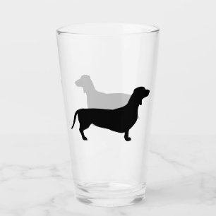 Dackel Kurzes Haar - Silhouette 1 Glas