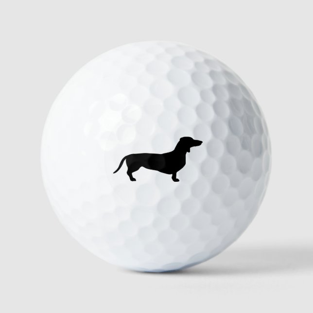 Dackel Kurzes Haar - Silhouette 1 Golfball (Vorderseite)