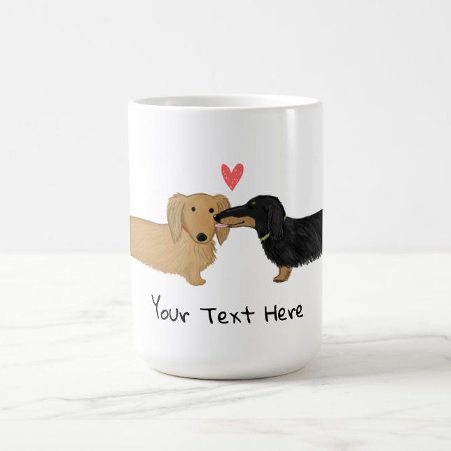 Dackel Kuss mit Herz Dackel Hunde in Liebe Kaffeetasse (Mittel)