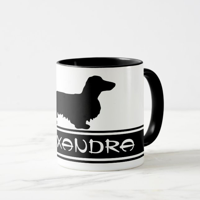 Dackel Langhaar - Silhouette 1 Tasse (VorderseiteRechts)