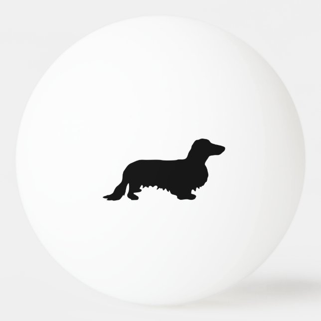 Dackel Langhaar - Silhouette 1 Tischtennisball (Vorderseite)