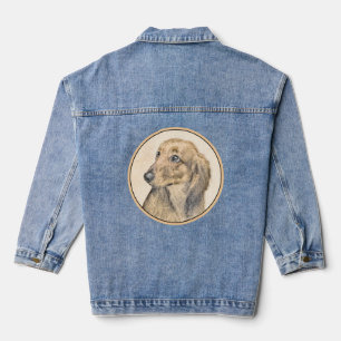 Dackel (langhaarig) Gemälde Originalkunst Jeansjacke