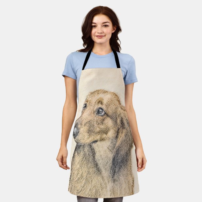 Dackel (langhaarig) Gemälde Originalkunst Schürze (Getragen)