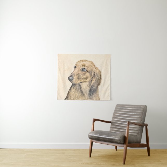 Dackel (langhaarig) Gemälde Originalkunst Wandteppich (Beispiel (Horizontal))