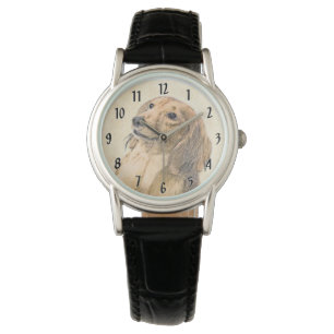 Dackel (langhaarige Malerei) - Originale Hundekuns Armbanduhr