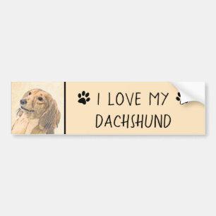 Dackel (langhaarige Malerei) - Originale Hundekuns Autoaufkleber