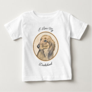 Dackel (langhaarige Malerei) - Originale Hundekuns Baby T-shirt