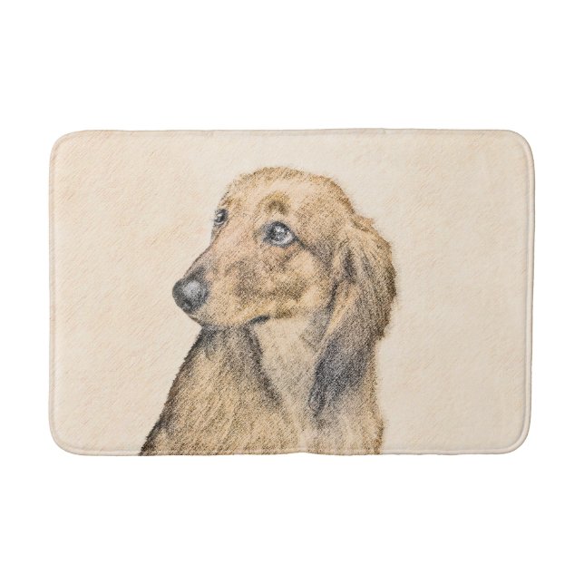 Dackel (langhaarige Malerei) - Originale Hundekuns Badematte (Vorderseite)