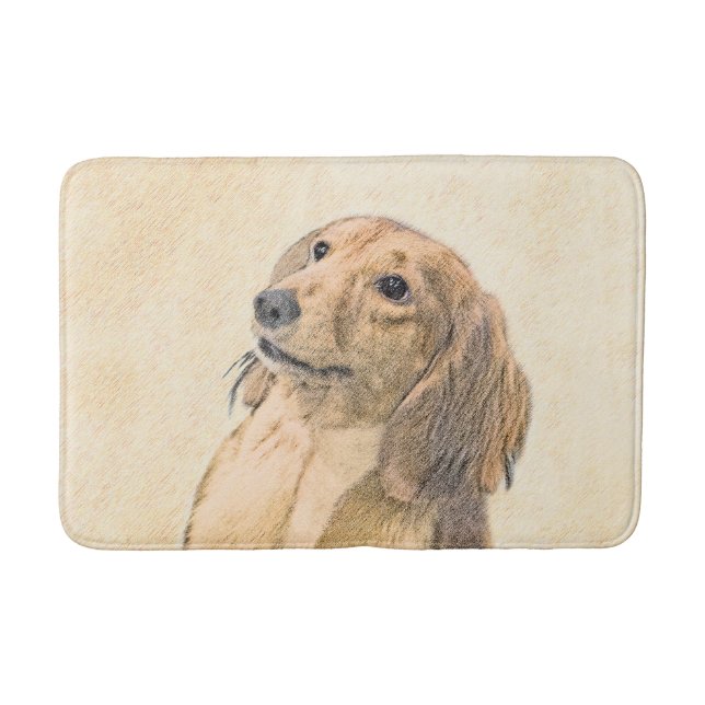 Dackel (langhaarige Malerei) - Originale Hundekuns Badematte (Vorderseite)