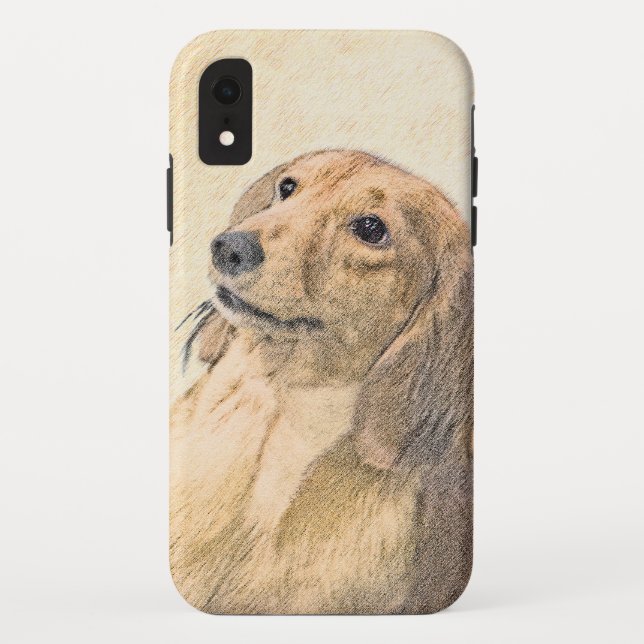 Dackel (langhaarige Malerei) - Originale Hundekuns Case-Mate iPhone Hülle (Rückseite)