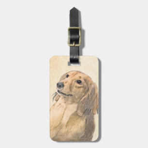 Dackel (langhaarige Malerei) - Originale Hundekuns Gepäckanhänger