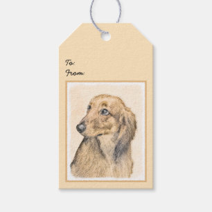 Dackel (langhaarige Malerei) - Originale Hundekuns Geschenkanhänger