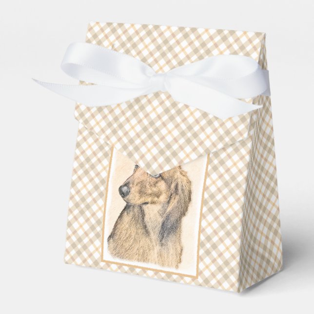 Dackel (langhaarige Malerei) - Originale Hundekuns Geschenkschachtel (Vorderseite)