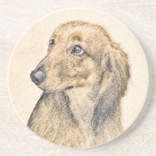Dackel (langhaarige Malerei) - Originale Hundekuns Getränkeuntersetzer