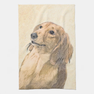 Dackel (langhaarige Malerei) - Originale Hundekuns Handtuch