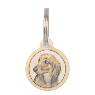 Dackel (langhaarige Malerei) - Originale Hundekuns Haustiermarke