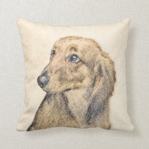 Dackel (langhaarige Malerei) - Originale Hundekuns Kissen