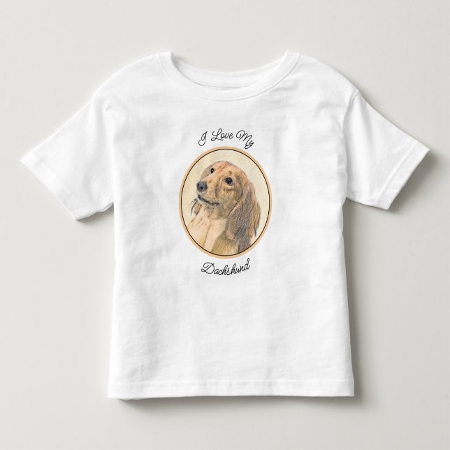 Dackel (langhaarige Malerei) - Originale Hundekuns Kleinkind T-shirt (Vorderseite)