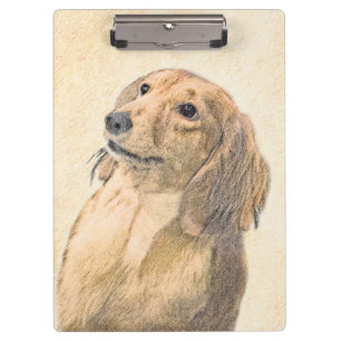 Dackel (langhaarige Malerei) - Originale Hundekuns Klemmbrett