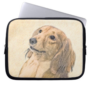 Dackel (langhaarige Malerei) - Originale Hundekuns Laptopschutzhülle
